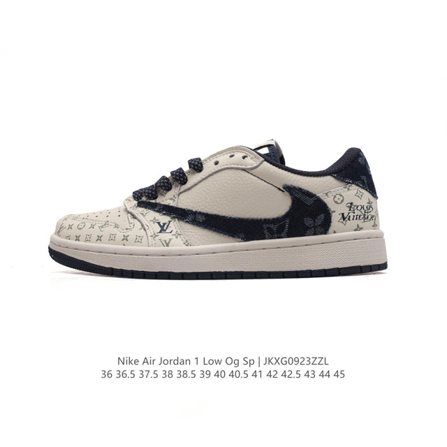 真标 耐克 Nike Air Jordan 1 Low Og Sp Military Blue Aj1乔1 倒勾 路易威登联名 低帮篮球鞋 Aj1 乔丹1代 A