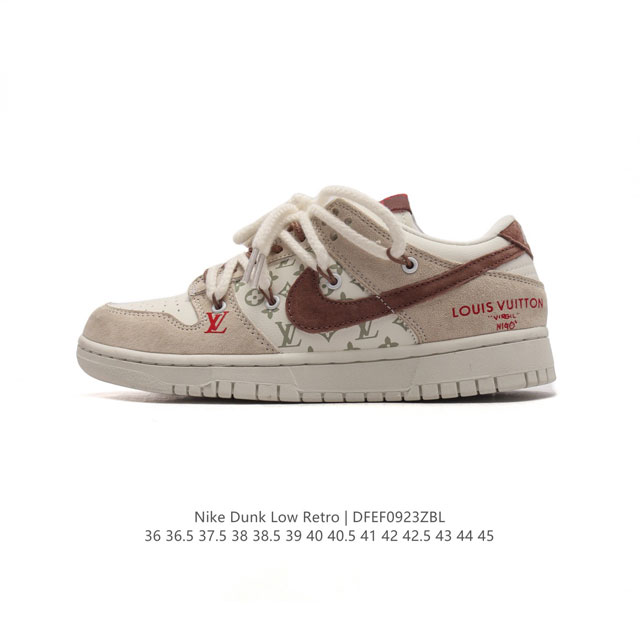 公司级 耐克 Nike Dunk Low 运动鞋复古解构绑带板鞋 双鞋带 路易威登联名 作为 80 年代经典篮球鞋款，起初专为硬木球场打造，后来成为席卷街头的时