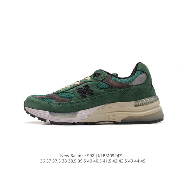 公司级 新百伦new Balance 992 复古风格简约经典舒适百搭时尚休闲鞋缓震透气跑步鞋。鞋面采用猪皮革与织物相结合，尼龙网布在拼接工序上极为繁复，彰显质