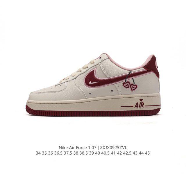 耐克 Nike Air Force 1 '07 Low 空军一号含气垫 小白鞋 刺绣logo 樱桃标 低帮百搭厚底增高休闲运动板鞋。柔软、弹性十足的缓震性能和出