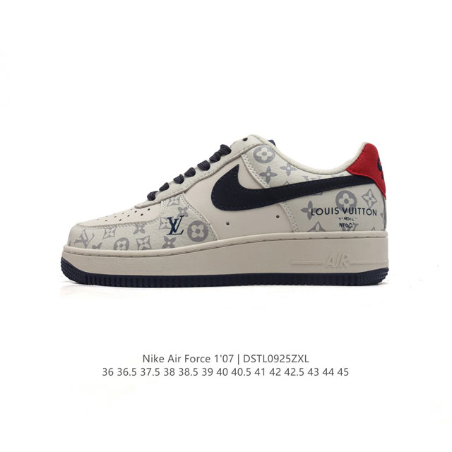 耐克 Nike Air Force 1 '07 Low 空军一号含气垫 小白鞋 路易威登联名 低帮百搭厚底增高休闲运动板鞋。柔软、弹性十足的缓震性能和出色的中底