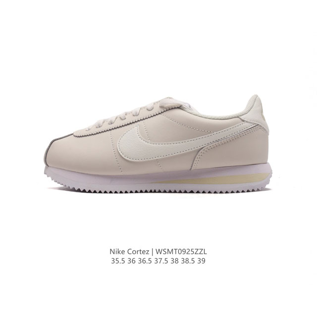 新款 耐克 Nk Classic Cortez Leather 阿甘复古初代皮革运动慢跑鞋。Nike Classic Cortez 鞋款是 Nike 元年款跑步