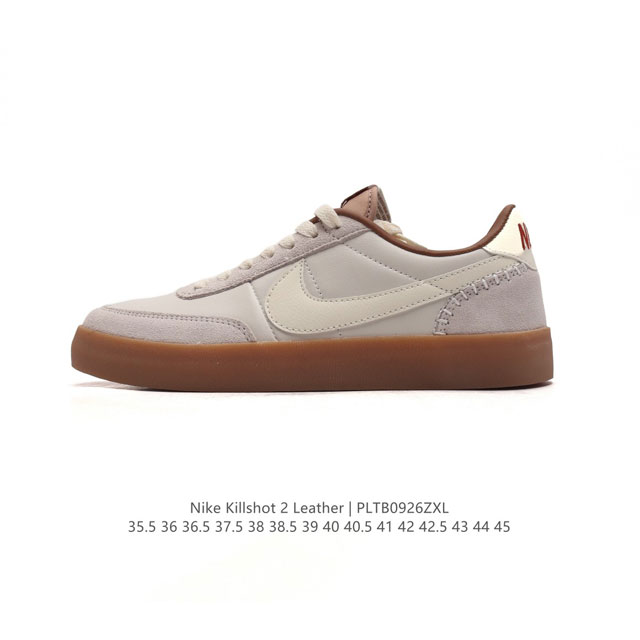 耐克板鞋 生胶米白 复古板鞋j.Crew X Nike 联名 Killshot Ii Leather 男女休闲复古运动鞋。采用米白色皮革制作鞋身，大号swoos