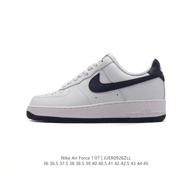 耐克 Nike Air Force 1 '07 Low 空军一号含气垫 低帮百搭厚底增高休闲运动板鞋。柔软、弹性十足的缓震性能和出色的中底设计，横跨复古与现代的