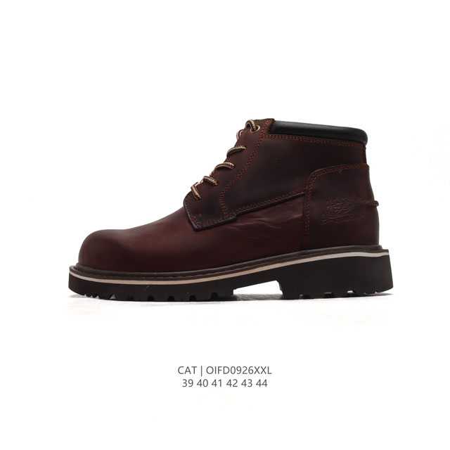 公司级 Cat Footwear Cat 卡特工装 休闲复古男鞋系列靴子 中高帮马丁靴 新款潮板鞋 专治各种不帅 鞋身轻便 舒适性相当不错 橡胶大底 上身随意搭