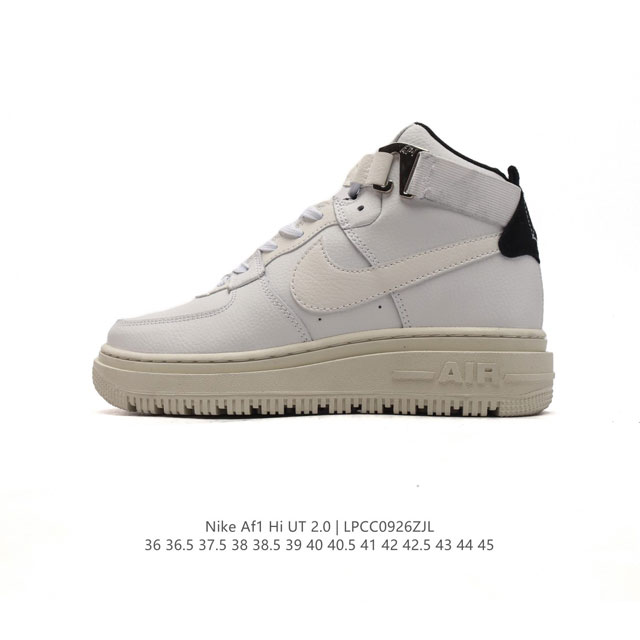 公司级 耐克 Nike 冬季新款 Af1 Hi Ut 2.0 空军一号 中帮 魔术贴 男女子厚底增高运动鞋 时尚休闲舒适板鞋。采用匠心设计，将硬朗军旅风格融入