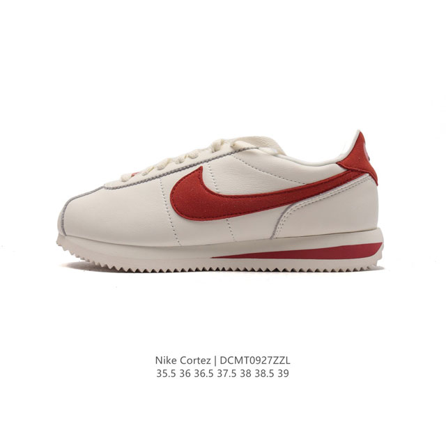 新款 耐克 Nk Classic Cortez Leather 阿甘复古初代皮革运动慢跑鞋。Nike Classic Cortez 鞋款是 Nike 元年款跑步