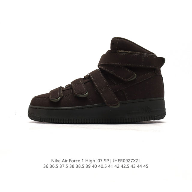 公司级 耐克 Nike Air Force 1 ‘07 High 空军一号 Af1 高帮魔术贴 百搭休闲运动板鞋时尚男女鞋。柔软、弹性十足的缓震性能和出色的中底