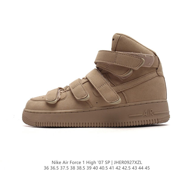 公司级 耐克 Nike Air Force 1 ‘07 High 空军一号 Af1 高帮魔术贴 百搭休闲运动板鞋时尚男女鞋。柔软、弹性十足的缓震性能和出色的中底