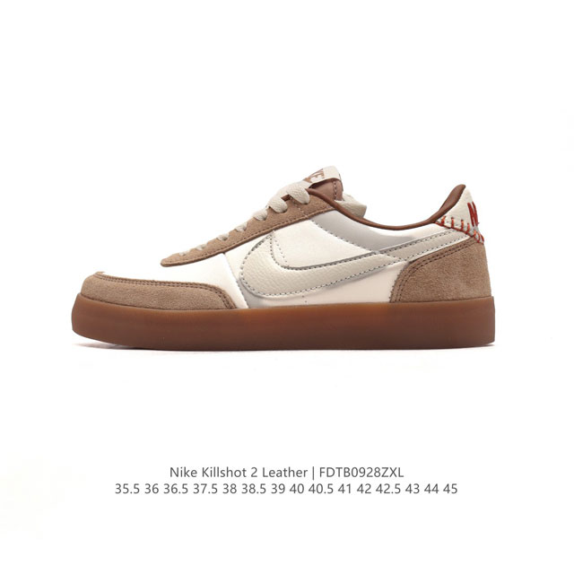 耐克板鞋 生胶米白 复古板鞋j.Crew X Nike 联名 Killshot Ii Leather 男女休闲复古运动鞋。采用米白色皮革制作鞋身，大号swoos