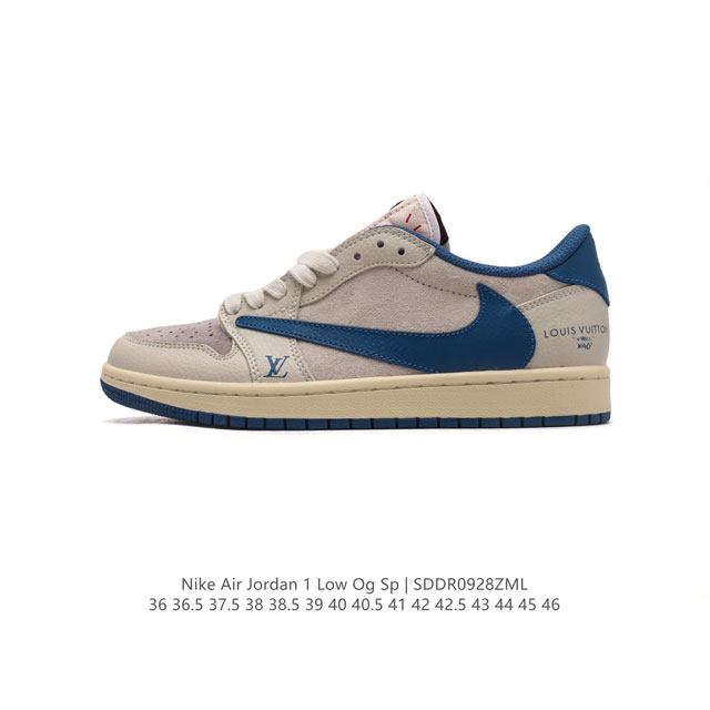 公司级 耐克 Nike Air Jordan 1 Low Og Sp Military Blue Aj1乔1 倒勾 低帮篮球鞋 路易威登联名 Aj1 乔丹1代