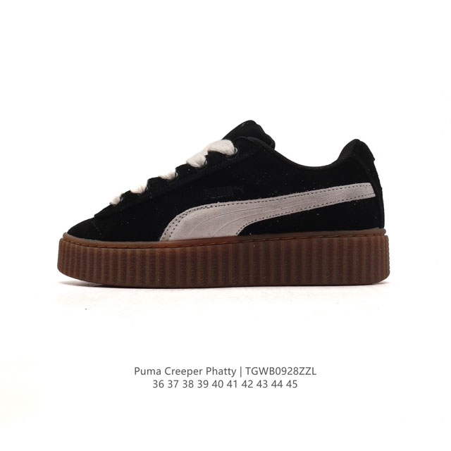 彪马 蕾哈娜fenty X Puma Creeper Phatty 全新联名鞋款运动鞋 男女同款板鞋，采用品牌标志性的麂皮、厚底设计，搭配刚性橡胶 Creepe