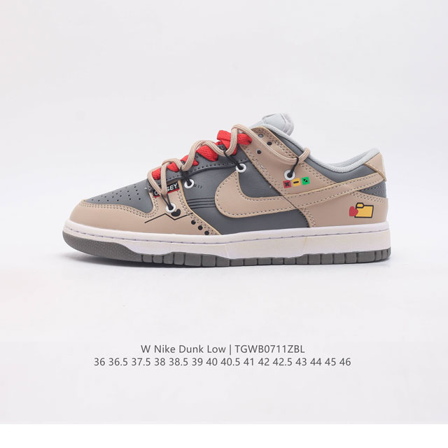 耐克 男女鞋 Nike Dunk Low 运动鞋解构绑带复古板鞋，尽情迈步，彰显个性风采。采用柔软皮革鞋面，经久耐穿，塑就如元年款 Dunk 般的复古质感。 全