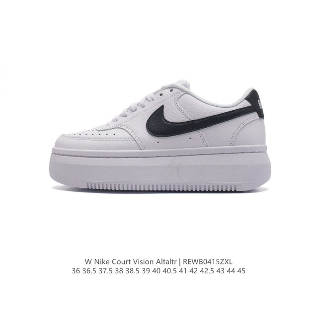 Nike耐克新款nike Court Vision Alta Ltr 厚底增高运动休闲板鞋。时尚设计，巧妙融合皮革材质搭配加高鞋底。出众篮球鞋外观搭配柔软鞋舌，