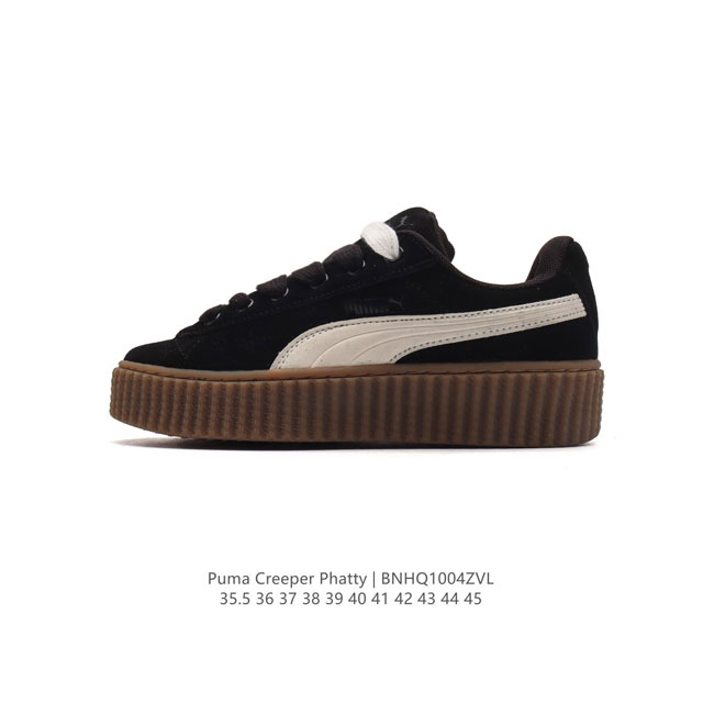 公司级 彪马 蕾哈娜fenty X Puma Creeper Phatty 全新联名鞋款运动鞋 男女同款板鞋，采用品牌标志性的麂皮、厚底设计，搭配刚性橡胶 Cr