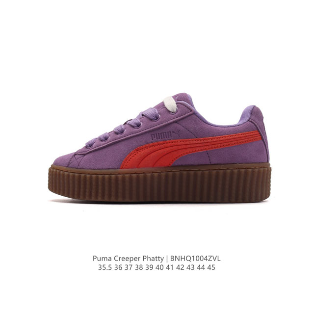 公司级 彪马 蕾哈娜fenty X Puma Creeper Phatty 全新联名鞋款运动鞋 男女同款板鞋，采用品牌标志性的麂皮、厚底设计，搭配刚性橡胶 Cr