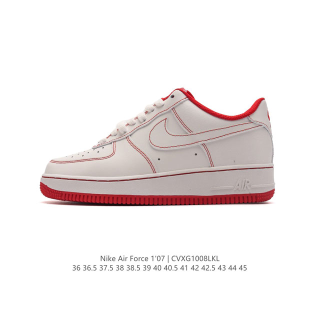 头层皮 耐克 Nike Air Force 1 '07 Low 空军一号含气垫 小白鞋 低帮百搭厚底增高休闲运动板鞋。柔软、弹性十足的缓震性能和出色的中底设计，