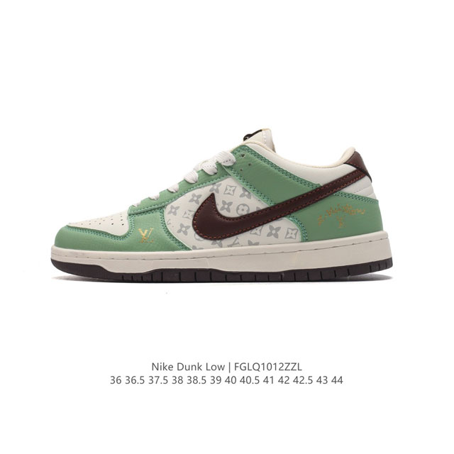 真标 耐克 Nike Sb Dunk Low Pro 男女同款运动鞋复古板鞋，路易威登联名 尽情迈步，彰显个性风采。新款 采用柔软皮革鞋面，经久耐穿，塑就如元年