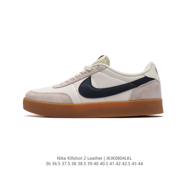 耐克板鞋 生胶米白 复古板鞋j.Crew X Nike 联名 Killshot Ii Leather 男女休闲复古运动鞋。采用米白色皮革制作鞋身，大号swoos