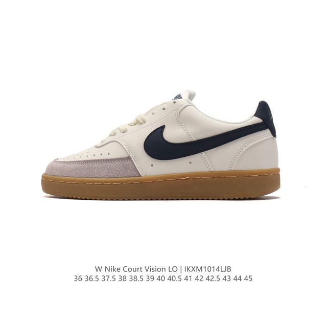 耐克nike Court Vision Low 校园风低帮复古篮球板鞋男女运动鞋。延续80年代复古篮球鞋，添加学院风细节。皮革组合鞋面，利落风格，重现复古篮球风