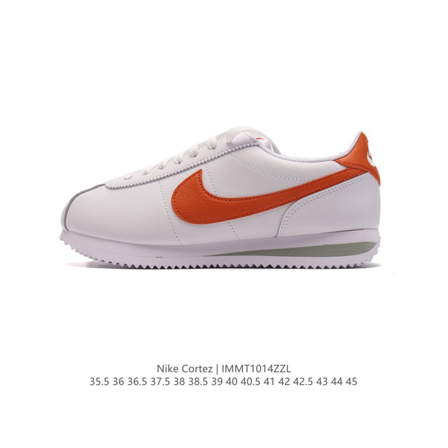 新款 耐克 Nk Classic Cortez Leather 阿甘复古初代皮革运动慢跑鞋。Nike Classic Cortez 鞋款是 Nike 元年款跑步