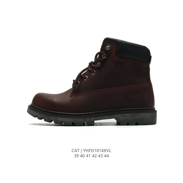 公司级 Cat Footwear Cat 卡特工装 休闲复古男鞋系列靴子 中高帮马丁靴 新款潮板鞋 专治各种不帅 鞋身轻便 舒适性相当不错 橡胶大底 上身随意搭