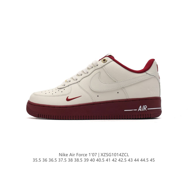 头层皮 耐克 Nike Air Force 1 '07 Low 空军一号含气垫 小白鞋 低帮百搭厚底增高休闲运动板鞋。柔软、弹性十足的缓震性能和出色的中底设计，