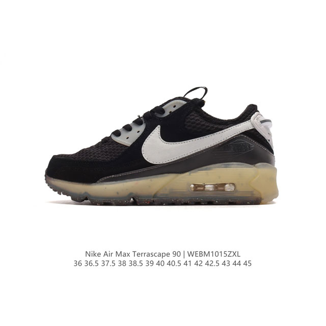 特价 耐克nike Air Max Terrascape 90 复古休闲运动鞋厚底增高气垫缓震男女跑步鞋 。革新外底设计，打造出众造型；半透明 Nike Gri