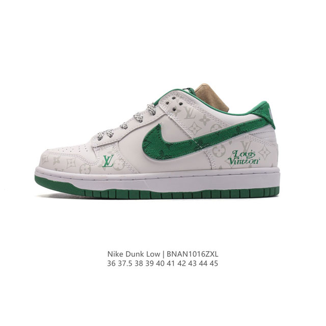 耐克 Nike Dunk Low Retro 运动鞋复古板鞋 路易威登联名。作为 80 年代经典篮球鞋款，起初专为硬木球场打造，后来成为席卷街头的时尚标杆，现以