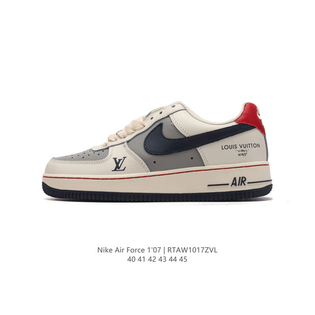 耐克 Nike Air Force 1 '07 Low 空军一号含气垫 低帮百搭厚底增高休闲运动板鞋。路易威登联名 柔软、弹性十足的缓震性能和出色的中底设计，横