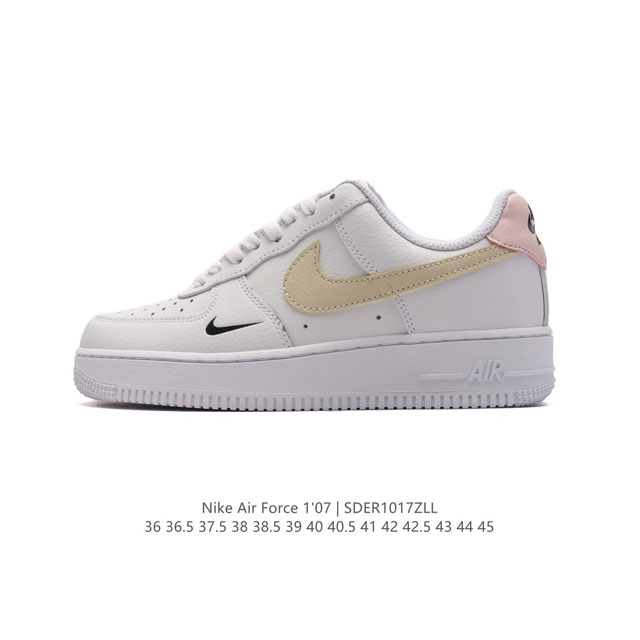 耐克 Nike Air Force 1 '07 Low 空军一号含气垫 低帮百搭厚底增高休闲运动板鞋。柔软、弹性十足的缓震性能和出色的中底设计，横跨复古与现代的