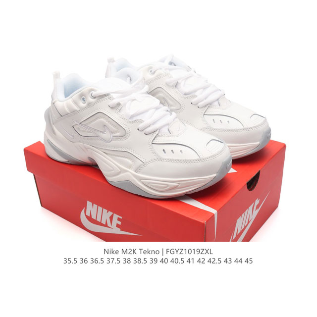 头层皮 耐克 Nike M2K Tekno 男女子运动鞋厚底老爹鞋经典复古休闲慢跑鞋 ，从 Monarch 系列汲取灵感，以太空时代细节演绎未来风范。分层鞋面借