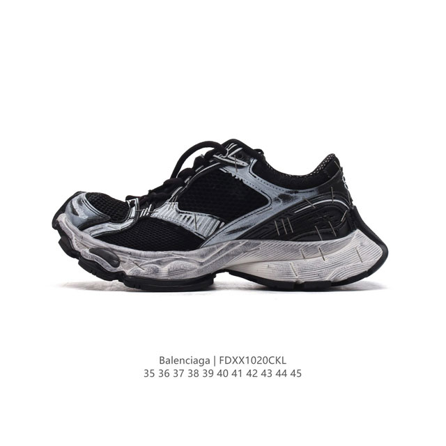 公司级 BALENCIAGA 3XL Sneakers 巴黎世家十代网布系带低帮走秀复古老爹鞋 网布材料和聚氨酯 磨损效果 鞋头边缘和后帮 Balenciaga