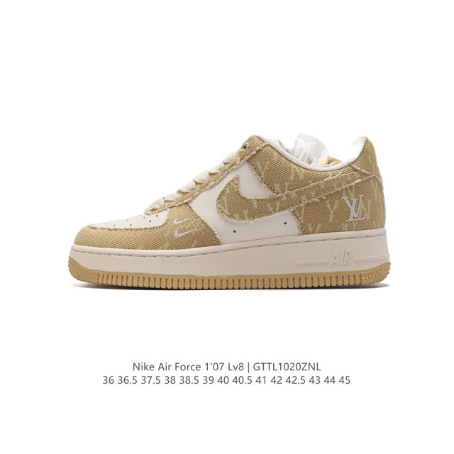 公司级 新款 AF1耐克 Nike Air Force 1 ‘07 Low 空军一号 路易威登联名气垫厚底增高百搭运动板鞋 原楦头原纸板 小白鞋 打造纯正空军版