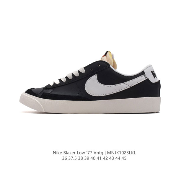 耐克 Nike Blazer Low '77 VNTG 男女子运动板鞋 重现低调风格和经典篮球外观，依托经典简约魅力和舒适性能，备受街头时尚赞誉。华美翻毛皮细节