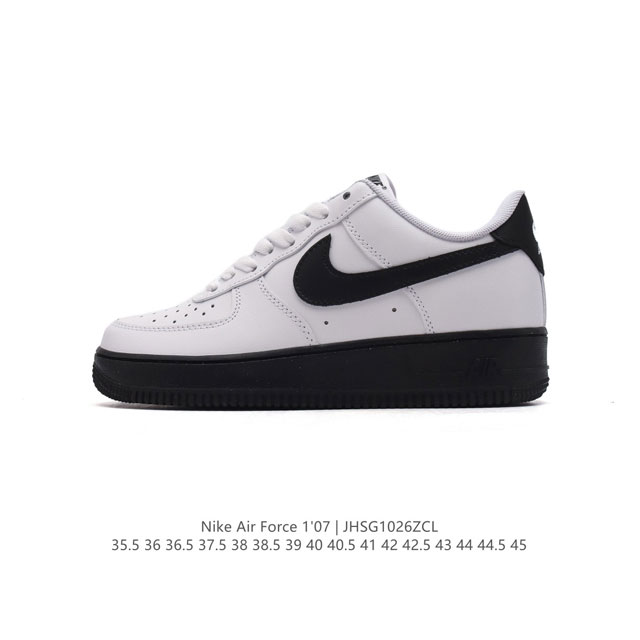 头层皮 耐克 Nike Air Force 1 '07 Low 空军一号含气垫 低帮百搭厚底增高休闲运动板鞋。柔软、弹性十足的缓震性能和出色的中底设计，横跨复古