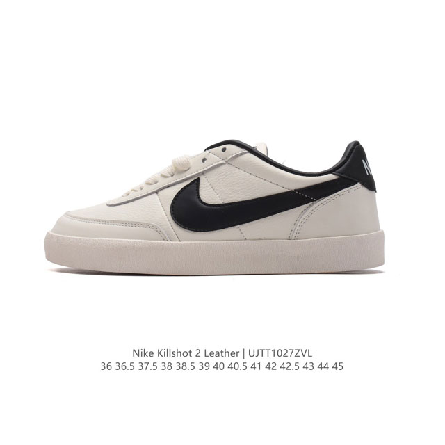 耐克板鞋 米白 复古板鞋J.Crew x Nike 联名 Killshot II Leather 男女休闲复古运动鞋。采用米白色皮革制作鞋身，大号Swoosh