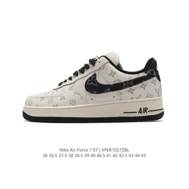 公司级 耐克 Nike Air Force 1 '07 Low 空军一号含气垫路易威登联名 低帮百搭厚底增高休闲运动板鞋。柔软、弹性十足的缓震性能和出色的中底设