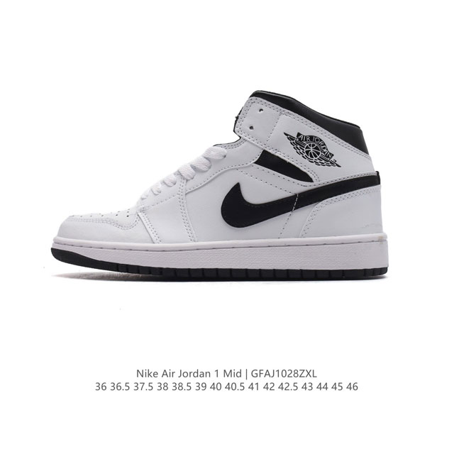 耐克 NIKE AIR JORDAN 1 MID 男女子篮球鞋时尚轻盈板鞋AJ1乔1运动鞋 乔丹一代 高帮复古休闲篮球鞋 。AIR JORDAN 1 MID 搭