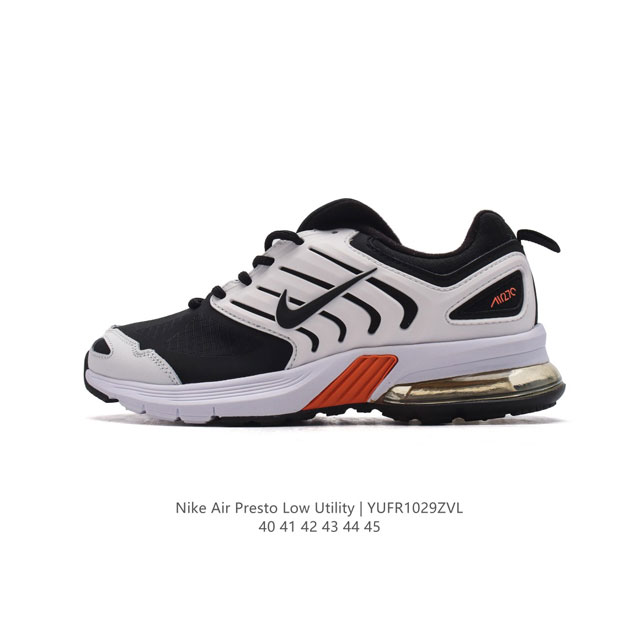 耐克nike air presto low utility 针织网面半掌气垫休闲时尚百搭运动缓震跑鞋 圆头, 正面绑带, 经典耐克swoosh标识, 鞋垫饰有品