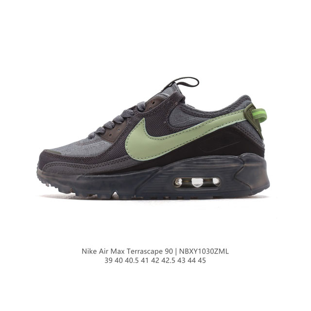 公司级 耐克Nike Air Max Terrascape 90 复古休闲运动鞋厚底增高气垫缓震男女跑步鞋 。革新外底设计，打造出众造型；半透明 Nike Gr