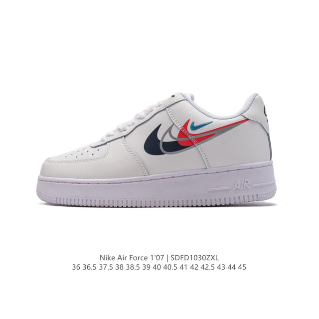 耐克 Nike Air Force 1 '07 Low 空军一号含气垫 低帮百搭厚底增高休闲运动板鞋。柔软、弹性十足的缓震性能和出色的中底设计，横跨复古与现代的