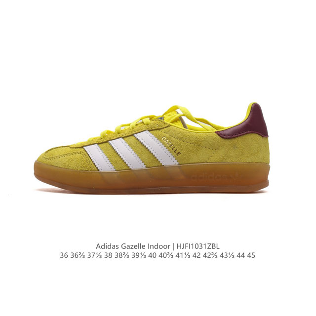 公司级 阿迪达斯 Adidas Originals Gazelle Indoor复古三叶草防滑透明橡胶板鞋经典运动鞋。这款经典鞋,忠于原版设计,缀撞色三条纹和鞋