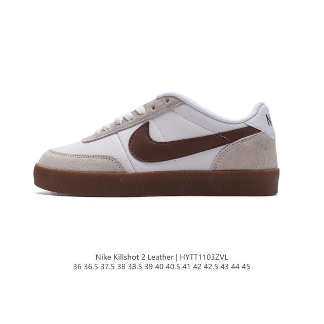 耐克板鞋 米白 复古板鞋J.Crew x Nike 联名 Killshot II Leather 男女休闲复古运动鞋。采用米白色皮革制作鞋身，大号Swoosh