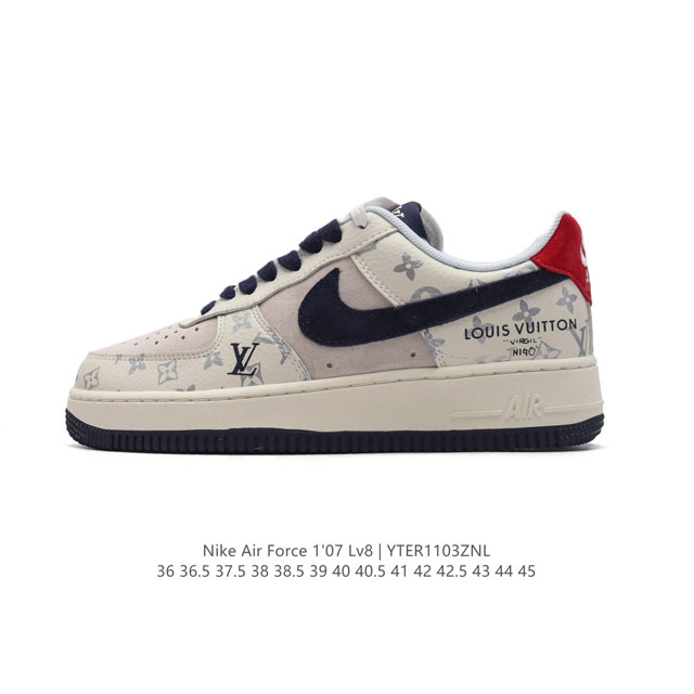 公司级 AF1耐克 Nike Air Force 1 ‘07 Low 空军一号 路易威登 联名 厚底增高百搭运动板鞋 原楦头原纸板 打造纯正空军版型，专注外贸渠