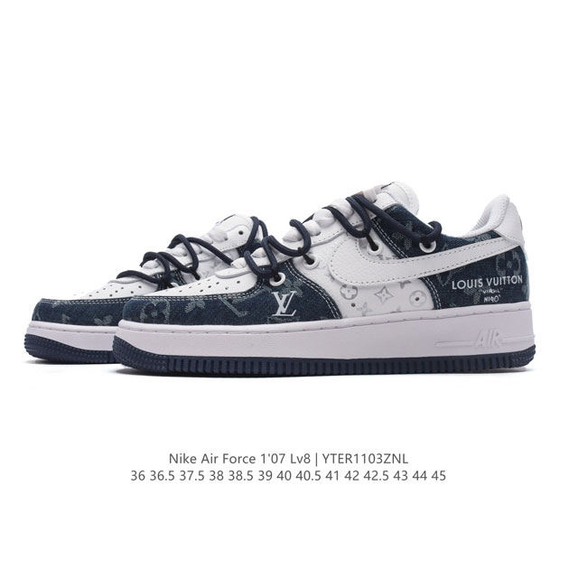 公司级 AF1耐克 Nike Air Force 1 ‘07 Low 空军一号 路易威登 联名 解构绑带 双鞋带 厚底增高百搭运动板鞋 原楦头原纸板 打造纯正空