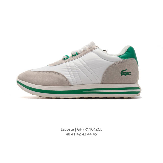 Lacoste 时尚户外休闲潮流系列运动鞋 时尚潮运动板鞋鞋 广东大厂品质全新工艺升级 品质毋庸置疑 全新原厂包装鞋盒 透气皮革拼接网面鞋面，搭配防臭防腐真皮乳