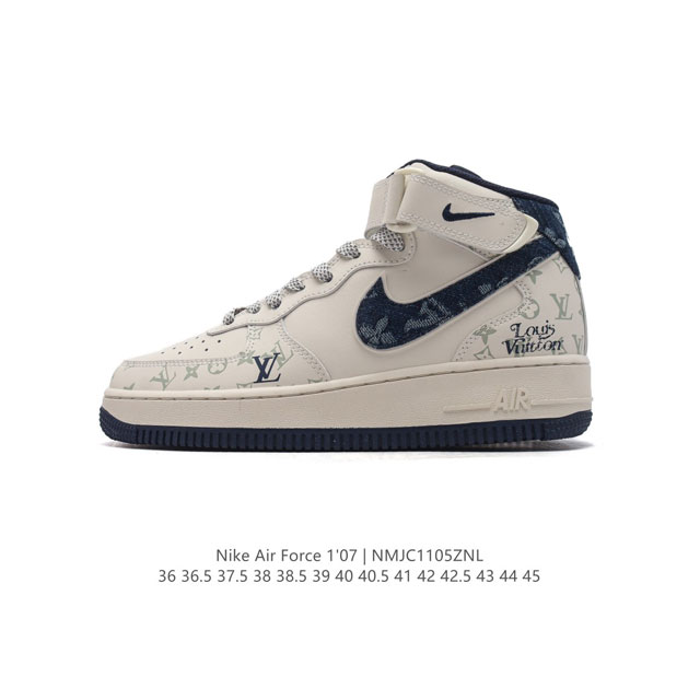 公司级 耐克 Nike Air Force 1 ‘07 HIGH 空军一号 AF1 高帮魔术贴百搭休闲厚底增高运动板鞋时尚男女鞋，柔软、弹性十足的缓震性能和出色