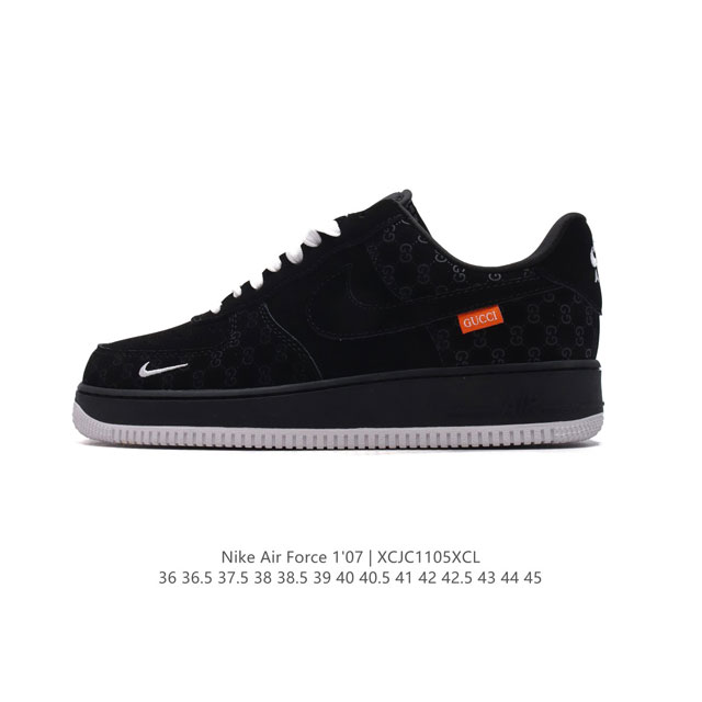 公司级 新款 AF1耐克 Nike Air Force 1 ‘07 Low 空军一号 GUCCI 联名气垫厚底增高百搭运动板鞋 原楦头原纸板 打造纯正空军版型，