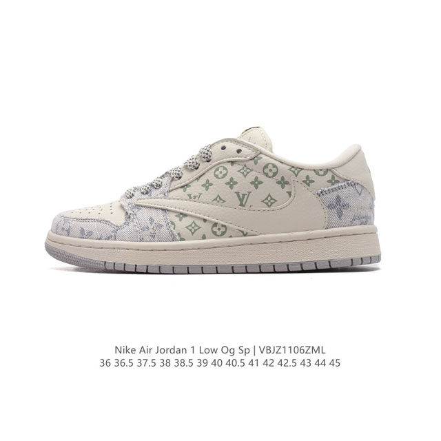 公司级 真标 耐克 Nike Air Jordan 1 Low OG SP Military Blue AJ1乔1 倒勾低帮篮球鞋 路易威登联名 AJ1 乔丹1